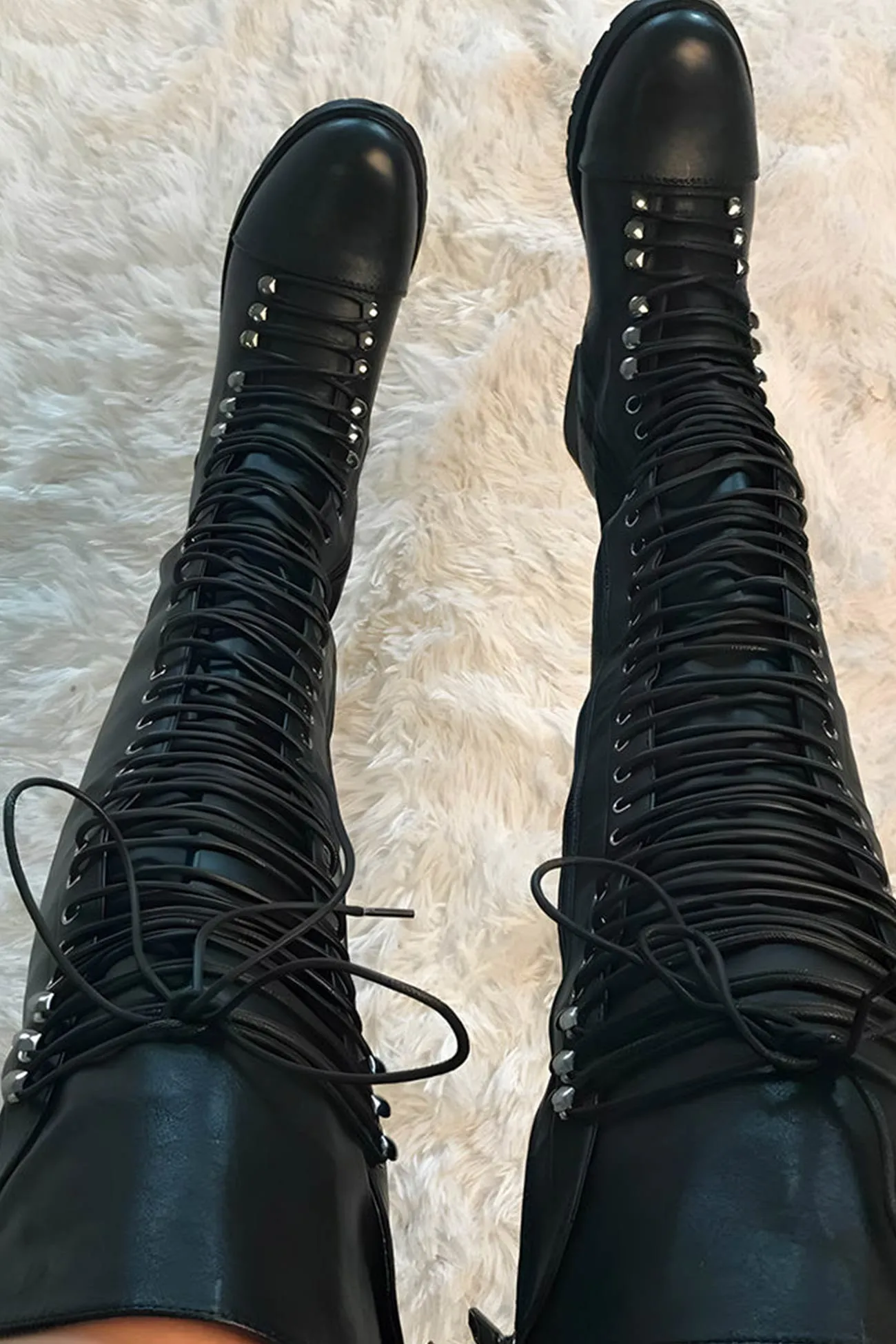 Strappy Leather Over The Knee Boots