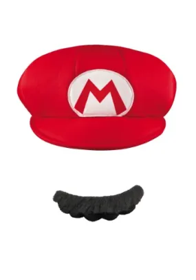 Super Mario Bros. Mario Hat and Mustache Costume Kit for Adults | Nintendo Accessories