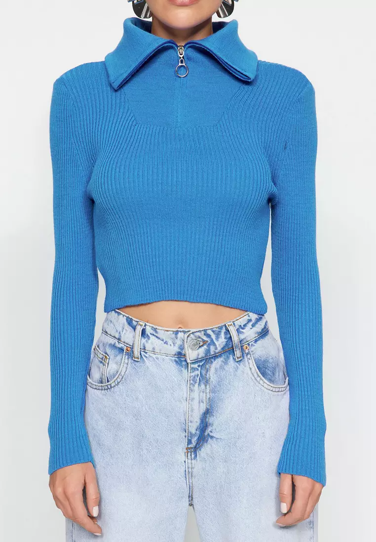 Trendyol Zip Crop Sweater