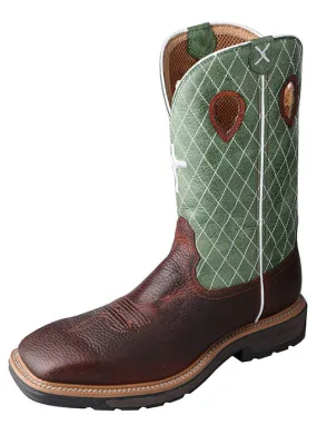 Twisted X Men's 12 Cowboy Lite Steel Toe Work Western Boot - Cognac/Lime MLCS002