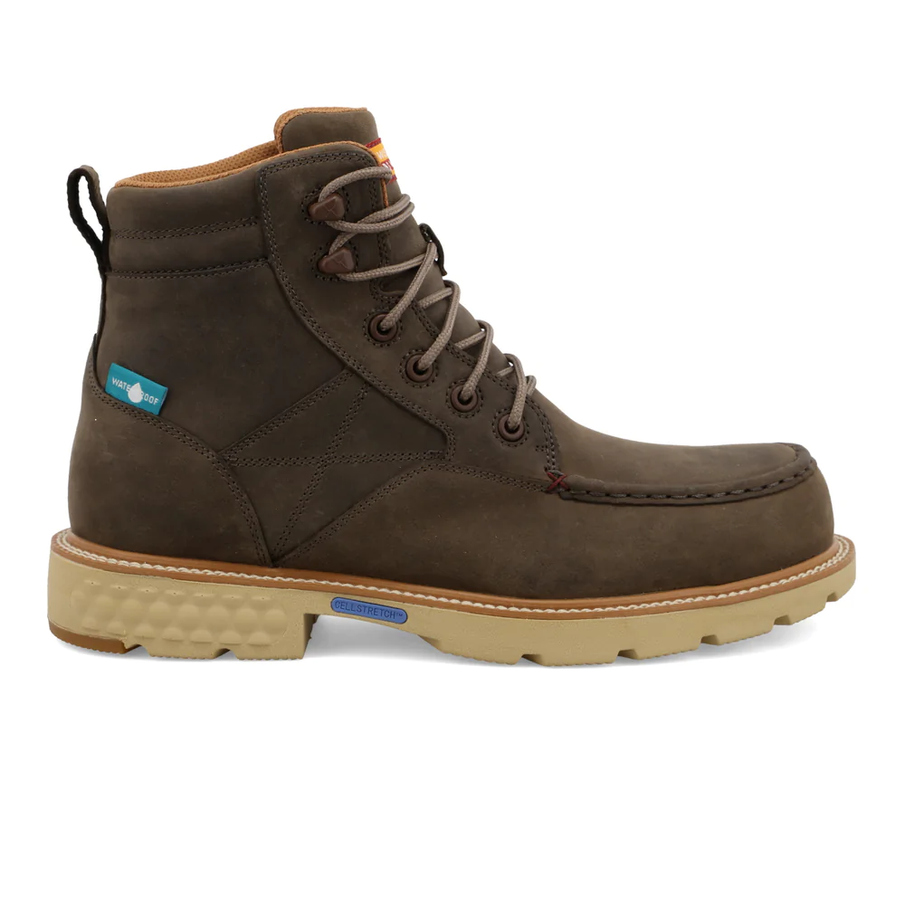 Twisted X Mens 6′ Lace Up Composite Toe Boots- Shitake Brown