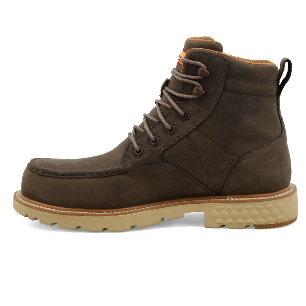 Twisted X Mens 6′ Lace Up Composite Toe Boots- Shitake Brown