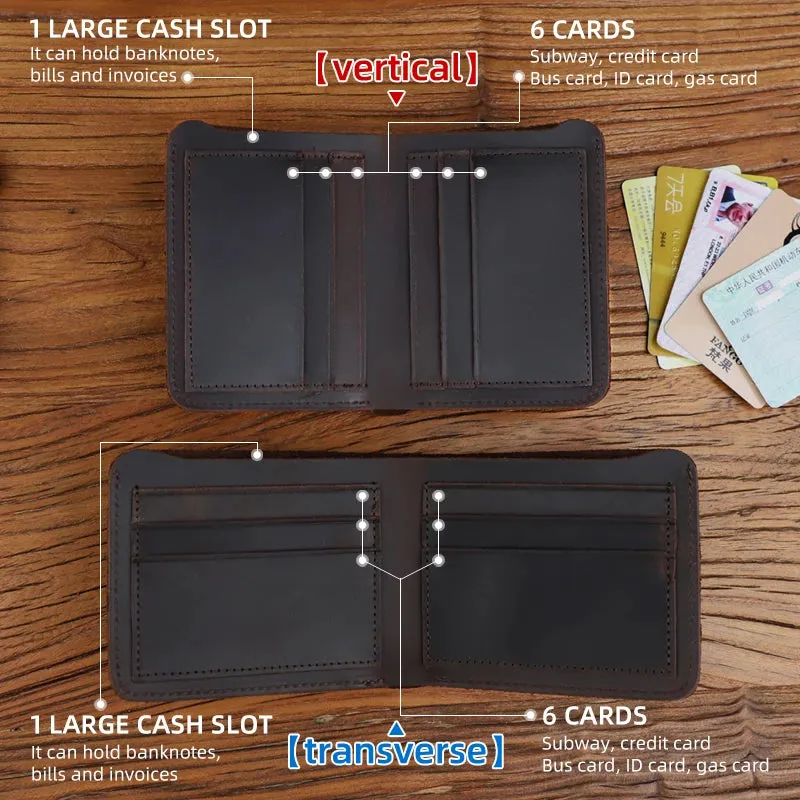 Unisex Handmade Genuine Cow Leather Money Card Holder Wallet