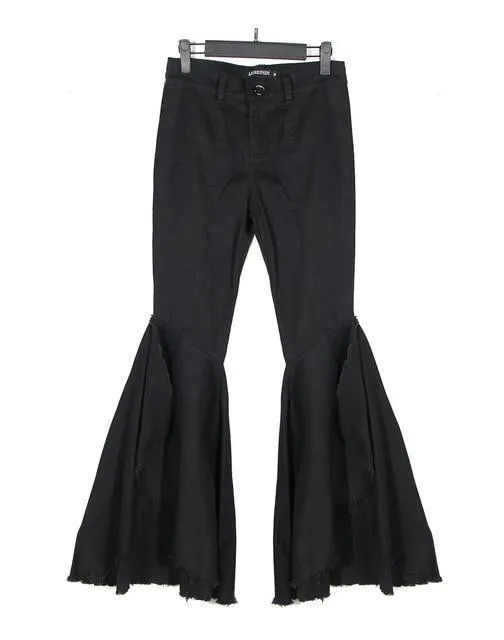 Usatani High Waisted Pocket Flare Pants - Black