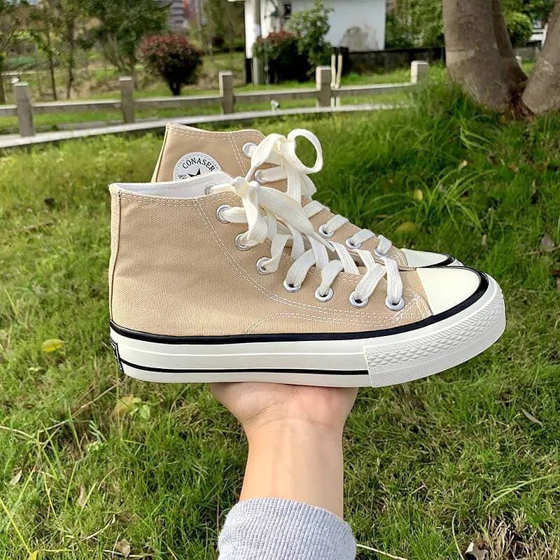 Women's Casual Daily Canvas Candy Colors Lace-up Sneakers