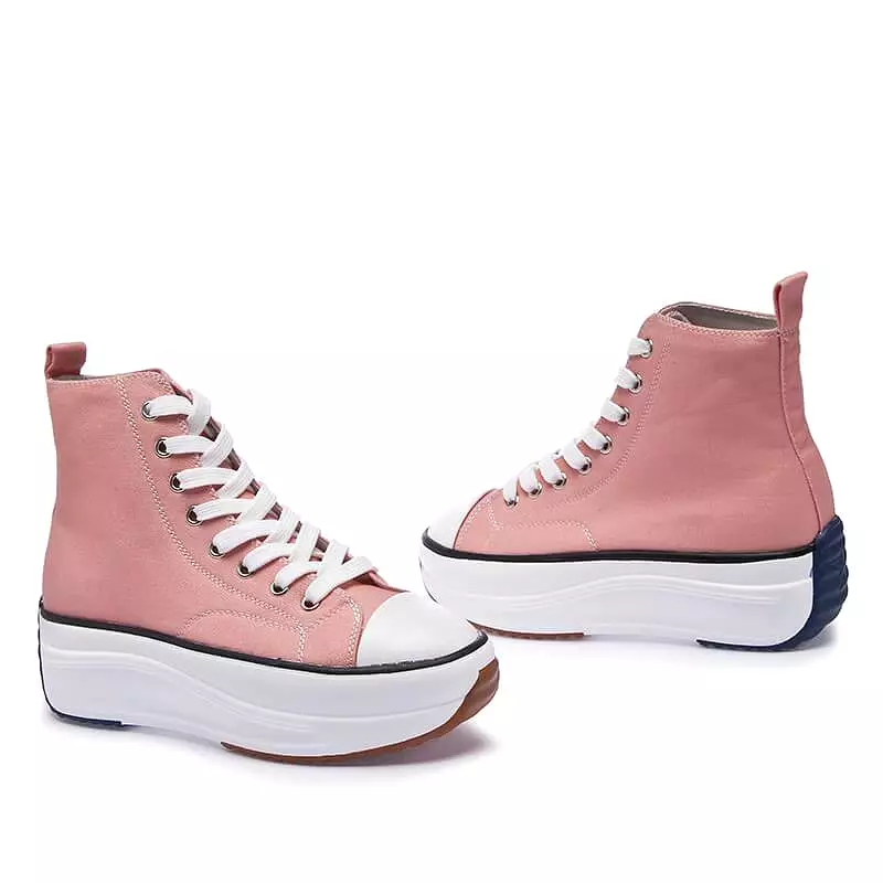 Women's Fashion Casual Lace-up Platform Heel Sneakers