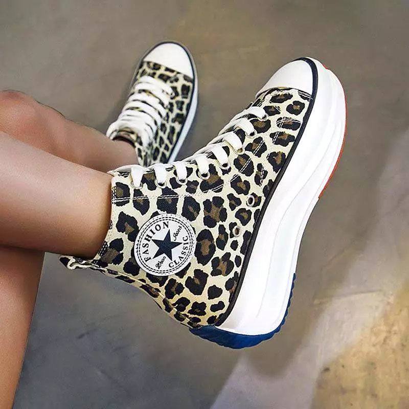 Women's Fashion Casual Lace-up Platform Heel Sneakers