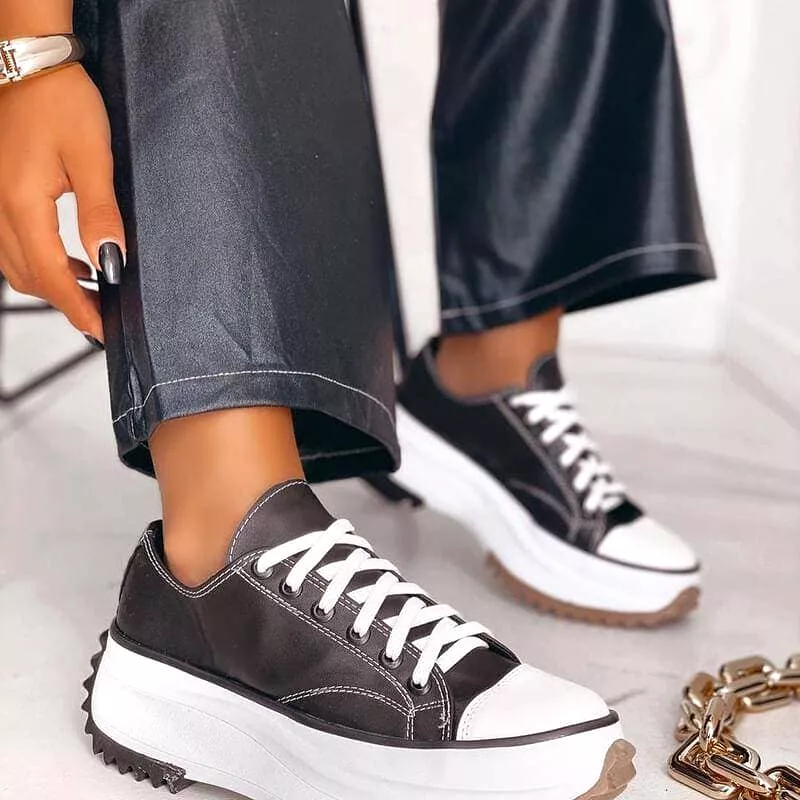 Women's Fashion Casual Lace-up Platform Heel Sneakers