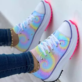 Women's Fashion Casual Tie-Dye Color-Blocking Sneakers