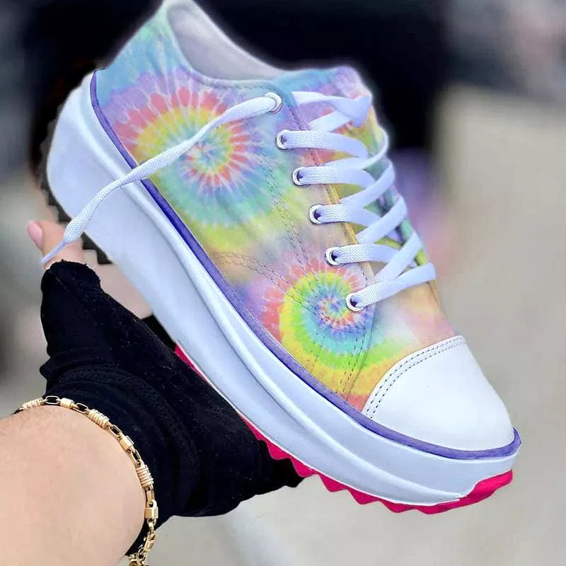 Women's Fashion Casual Tie-Dye Color-Blocking Sneakers