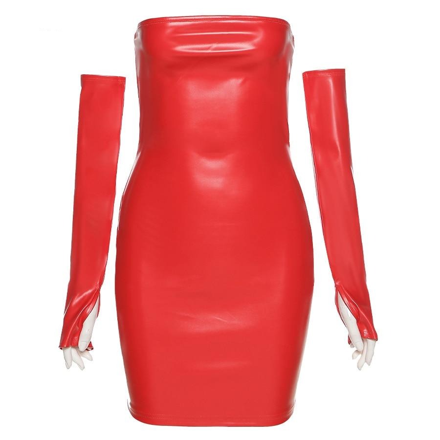 You Got It All PU Leather Dress With Sleeves