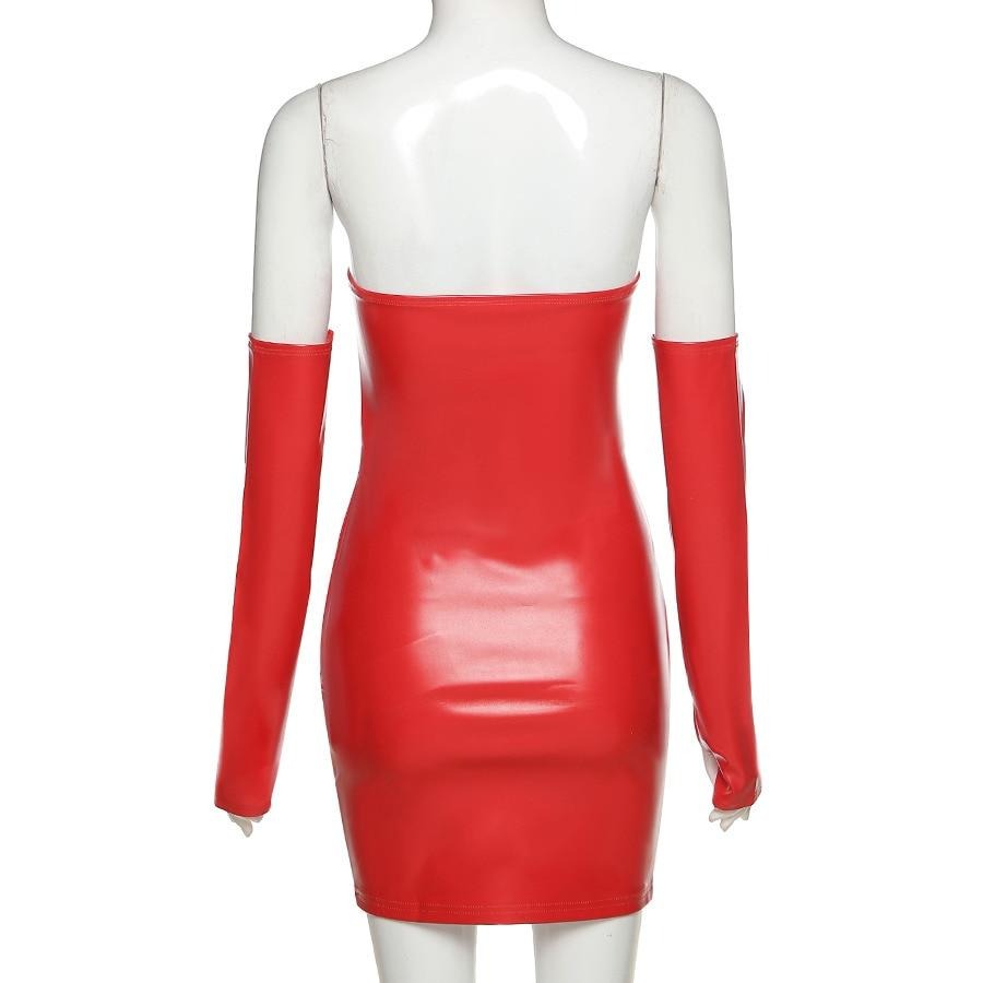 You Got It All PU Leather Dress With Sleeves